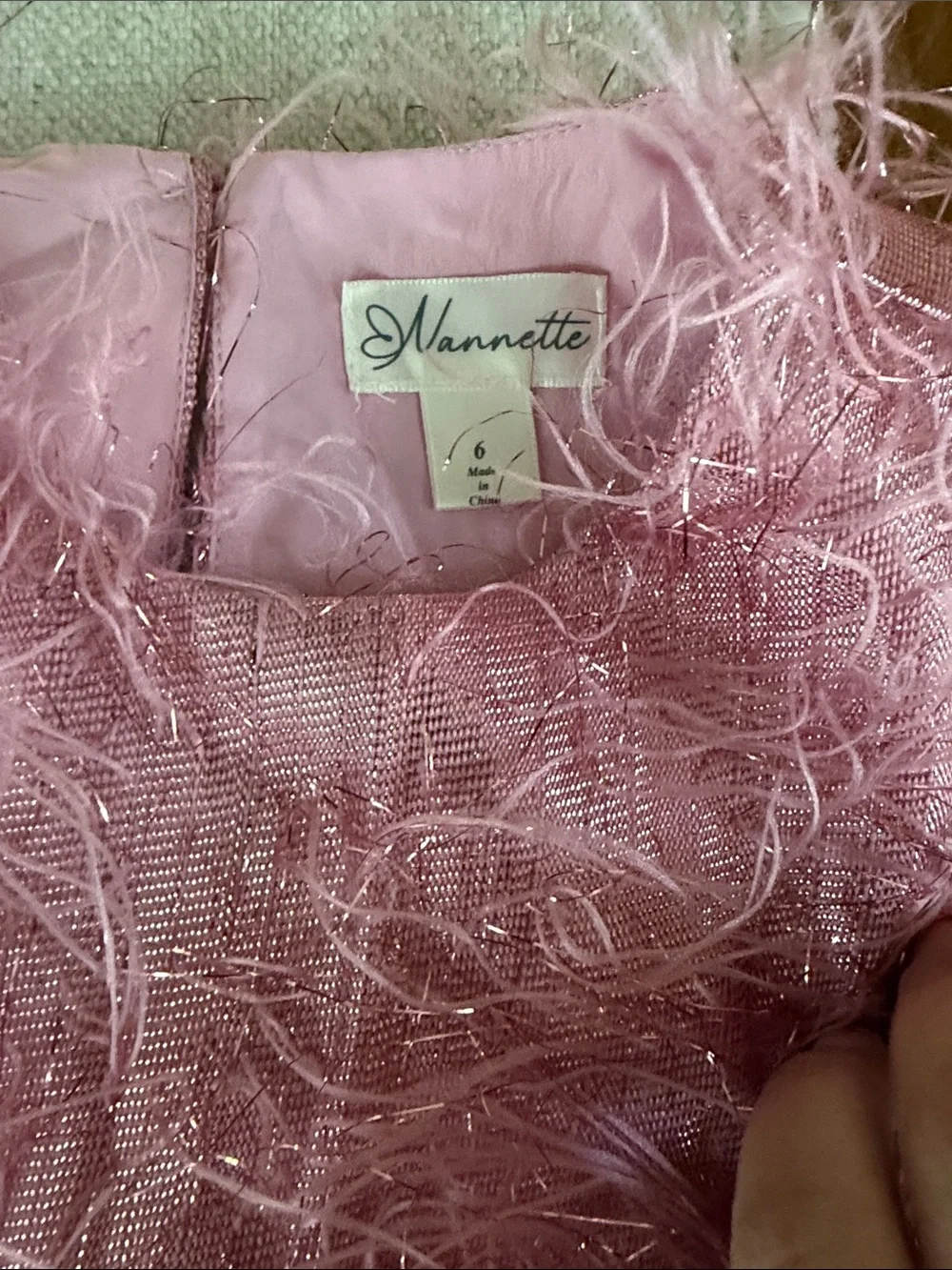 Nannette girls metallic feather party/formal dress